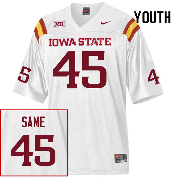 Youth #45 Iowa State Cyclones College Football Jerseys Stitched Sale-White
